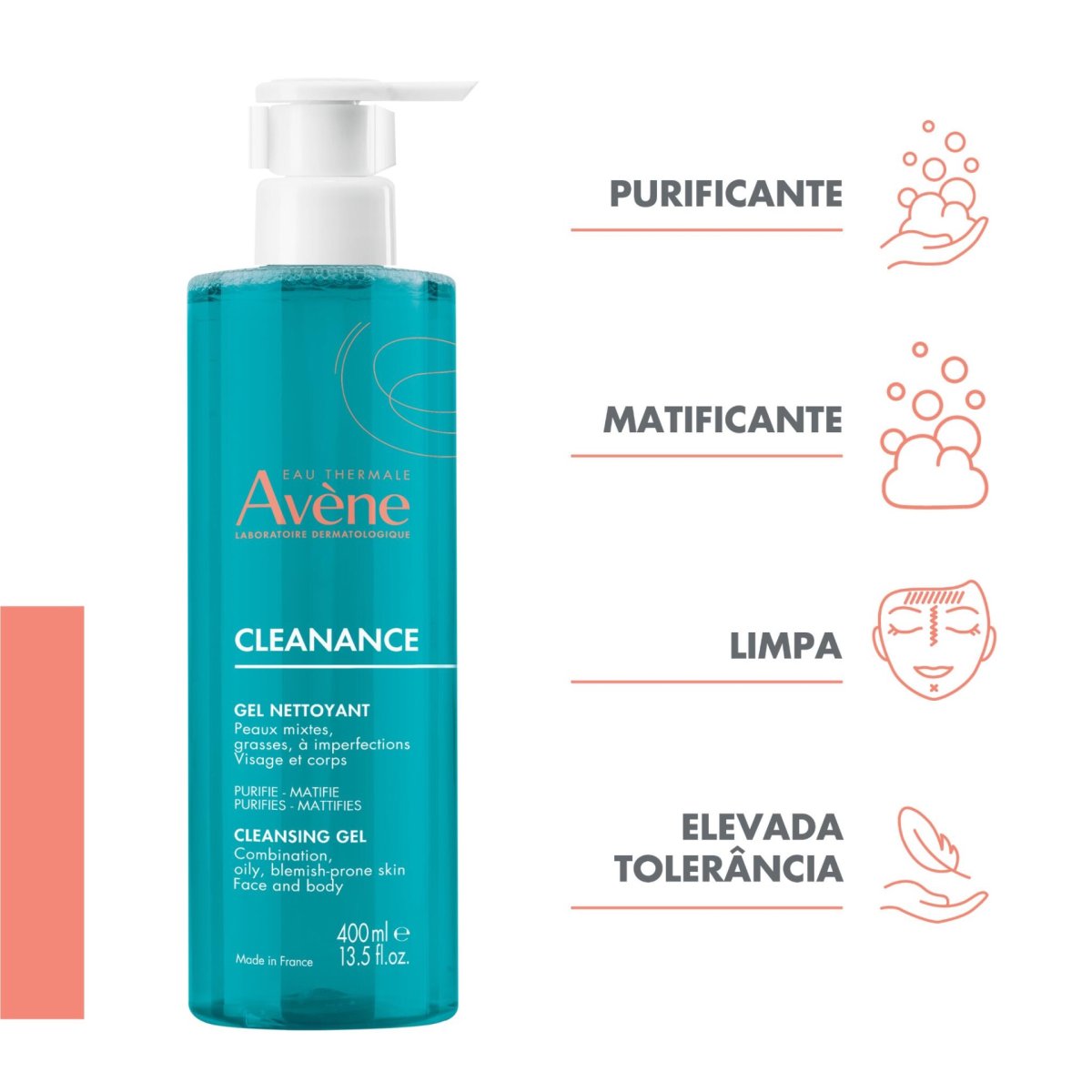 Avene cleanance gel nettoyant peaux mixtes 400ml