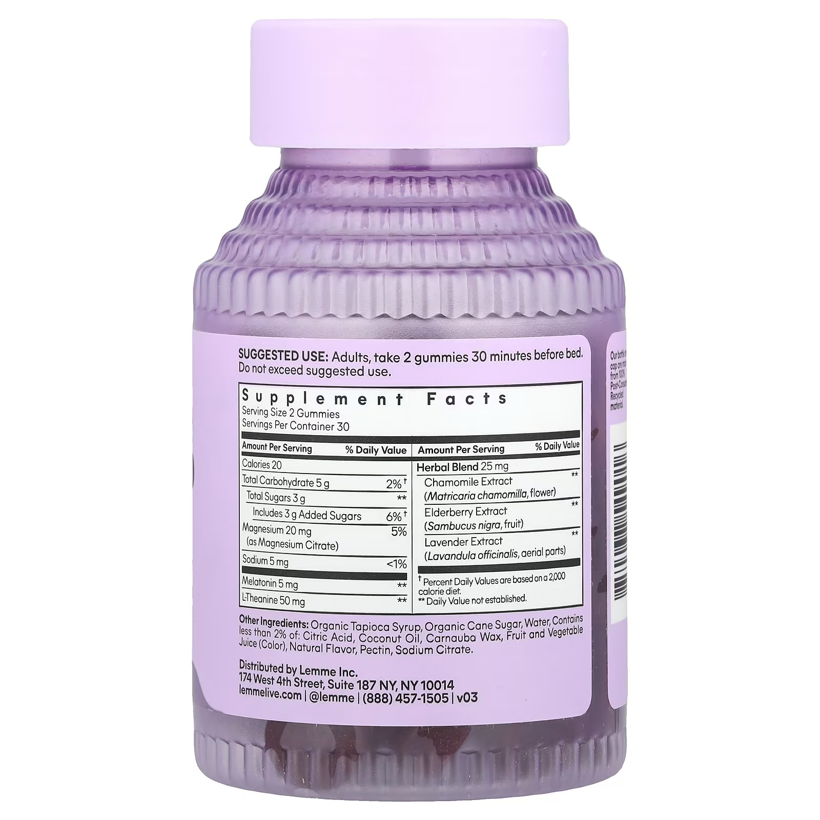 Lemme sleep 60 gummies melatonin & magnesium with L-Theanine and Chamomile
