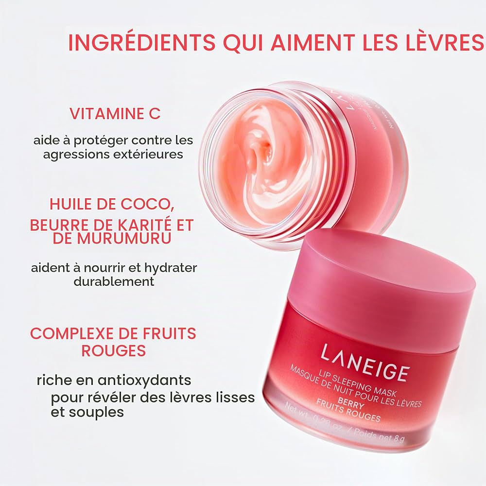 Laneige lip sleeping mask, masque de nuit pour les lèvres berry fruit rouges 20g 2