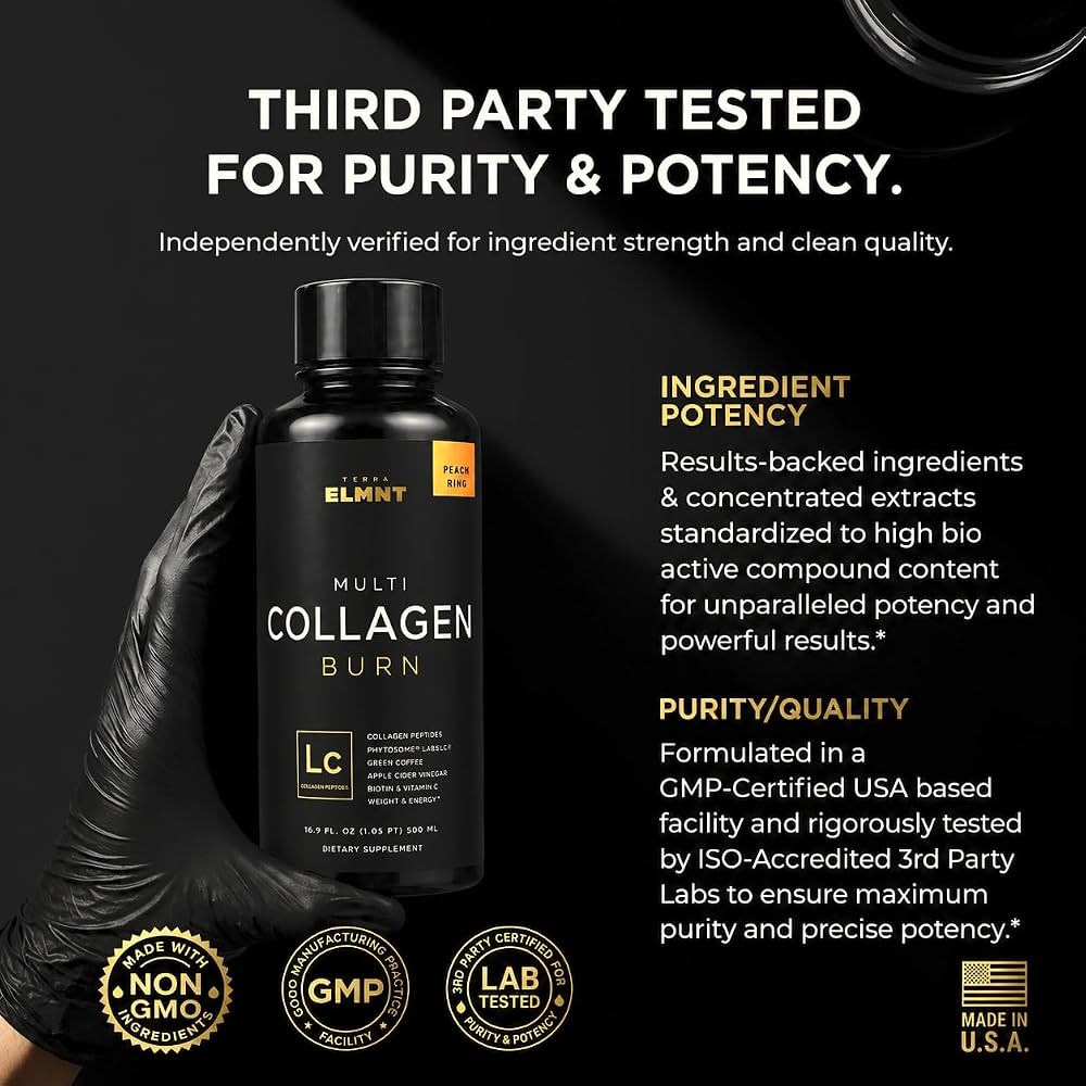 Terra Elmnt multi liquide collagen for women burn gout peche 450ml