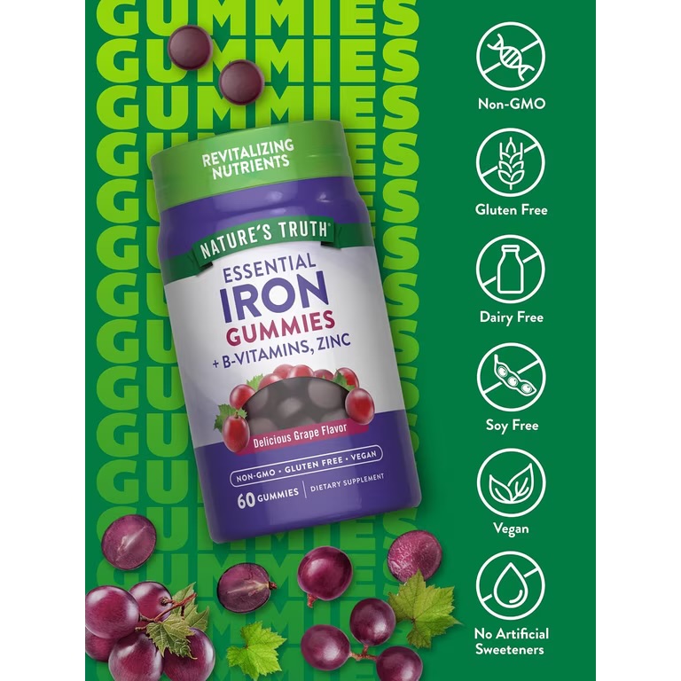 Nature’s truth essential Iron vitamine B, Zinc 120 gummies