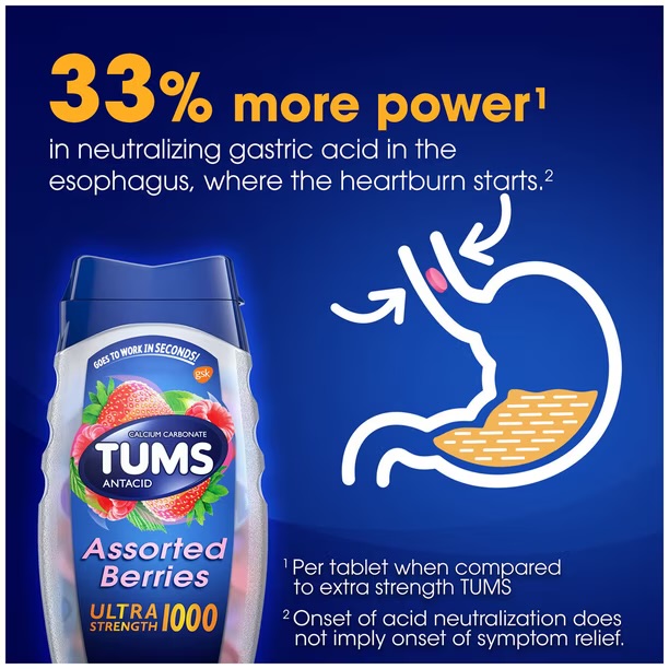 Tums antacid 265 chewable assorted berries