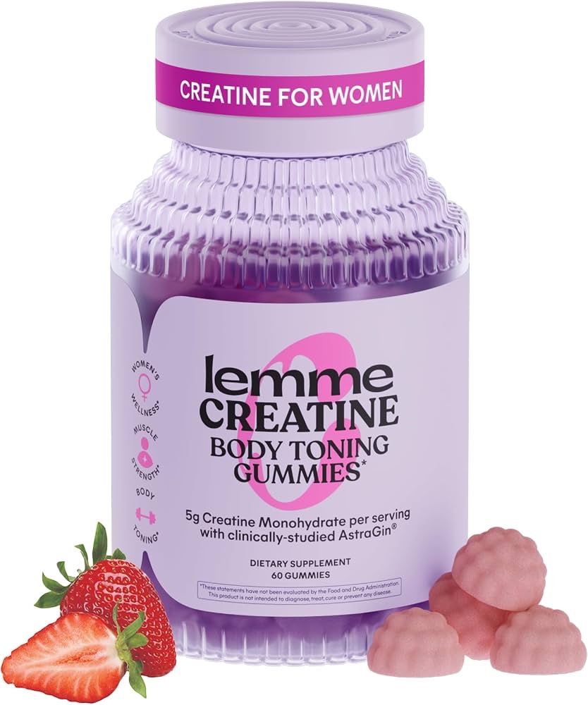 Lemme creatine body toning 60 gummies 5g creatine monohydrate per serving with clinically-studied astraGin 2